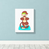 . .立ってヨガでサル キャンバスプリント (インサイチュ (ウッドフロア))