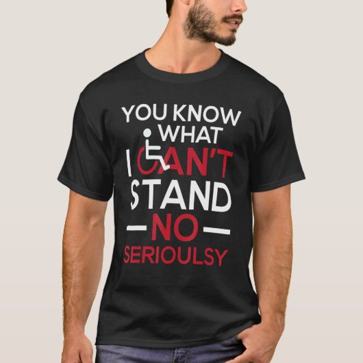 立てない – 車いすハンディキャップ障害阿波 Tシャツ (正面)