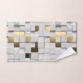 立エレガント方体壁3Dアート-白と金ゴールド バスタオルセット (ハンドタオル)