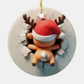 立体感のあるトナカイ (実際の3Dではありません) セラミックオーナメント (裏面)