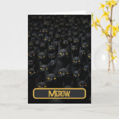 立体文字カードに黒い猫 カード (黄色い花)