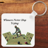 立体的なローンボウルの勝者、キーリング キーホルダー (裏面)