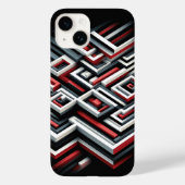 立体的な幾何学模様の迷路のスマホケース - 赤と黒 Case-Mate iPhoneケース (裏面)