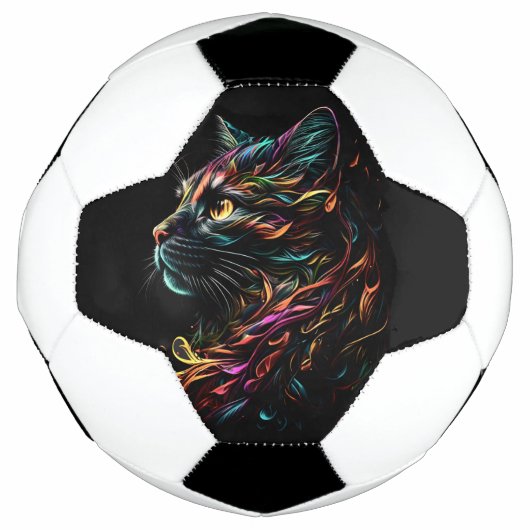 立体的な猫のプロフィール サッカーボール (正面)