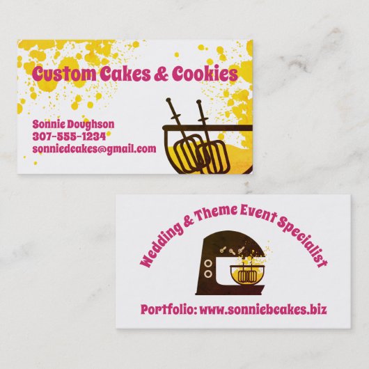 立場のミキサーのケーキねり粉のパン屋の名刺 名刺 (正面/裏面)