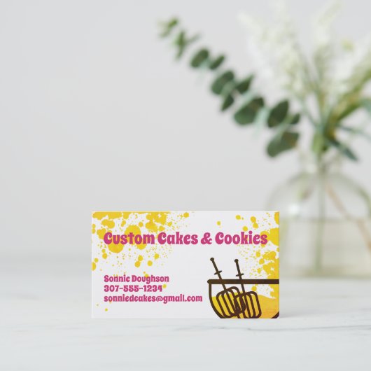 立場のミキサーのケーキねり粉のパン屋の名刺 名刺 (スタンド正面)