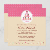 立場(ピンク/クリーム)のカップケーキ 招待状 (正面/裏面)