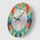 立方カラフル体の幾何学模様 ラージ壁時計 (傾斜)