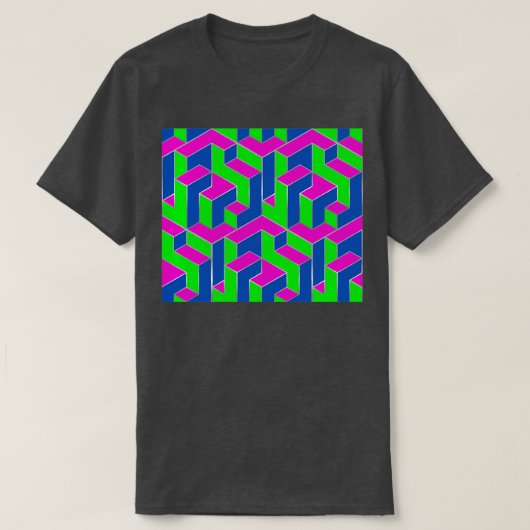 立方パターン発光80s tシャツ (デザイン正面)
