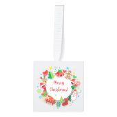 立方体のオーナメントのメリークリスマスの明けましておめでとう! クリスマス キューブオーナメント (正面)