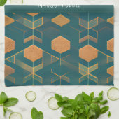 立方体の青い単色パターンのインタフェース キッチンタオル (折り畳み)