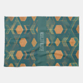 立方体の青い単色パターンのインタフェース キッチンタオル (横)