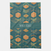 立方体の青い単色パターンのインタフェース キッチンタオル (縦)