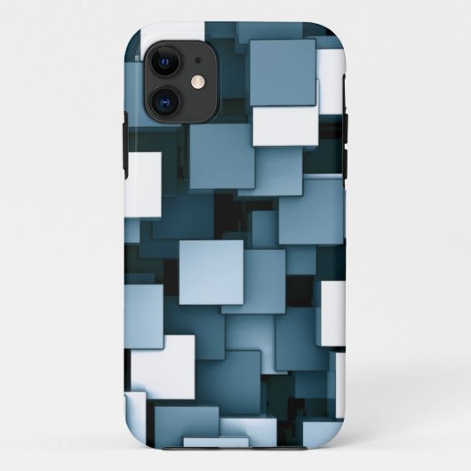 立方体のVoxel抽象的な未来派の青いパターン Case-Mate iPhoneケース (裏面)