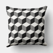 立方体パターン白黒及び灰色 クッション (裏面)