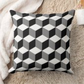 立方体パターン白黒及び灰色 クッション (ブランケット)