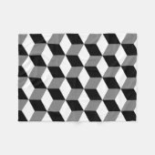 立方体大きいパターン白黒及び灰色 フリースブランケット (正面(横))