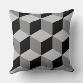 立方体大きいパターン黒及び灰色 クッション (裏面)