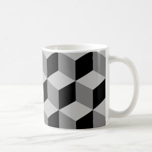 立方体大きいパターン黒及び灰色 コーヒーマグカップ