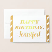 立派で、エレガントな"ハッピーバースデー"カード 箔カード (封筒付き正面)