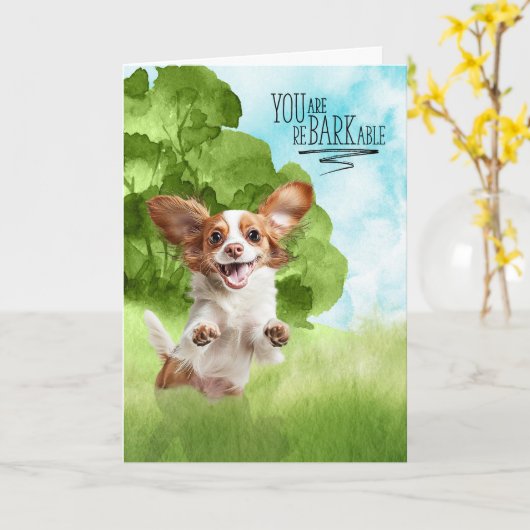 立派な業績おめでとう Cavalier King Charles カード (黄色い花)