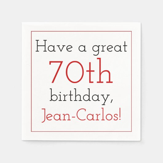 立派な70誕生日紙ナプキンス スタンダードカクテルナプキン (正面)