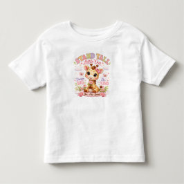 立派に育ってね かわいいキリンと花の子供服 トドラーTシャツ