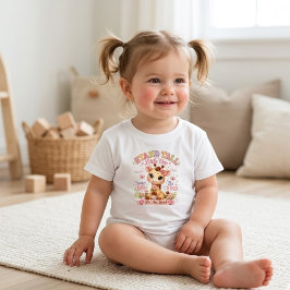 立派に育ってね かわいいキリンと花の子供服 トドラーTシャツ