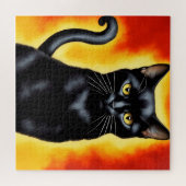 立派威厳のあるな黒猫のポートレート ジグソーパズル (横)