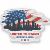 立統一されたつ | 3"x 3" – 光沢（透明） シール (正面)