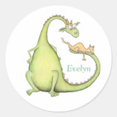 竜が猫を尾の上に見つけたとき ラウンドシール (正面)