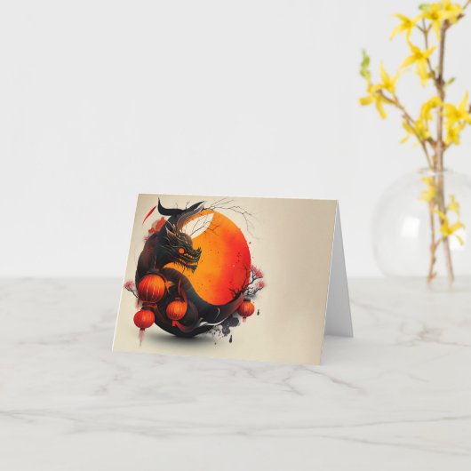 竜の年 カード (黄色い花)