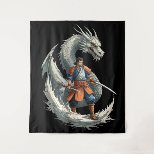 竜の怒り: 侍、覚醒 / ヴィンテージ・アート タペストリー (正面)