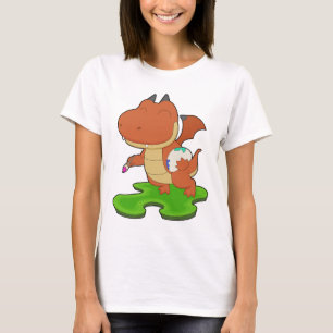 竜の画家 絵筆 ペインティング Tシャツ