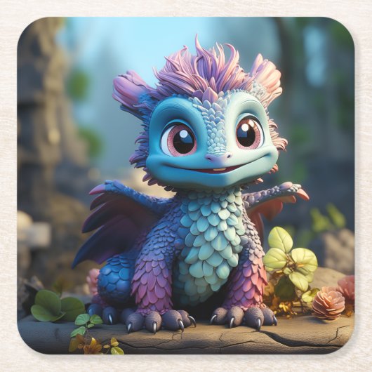 竜の相伝お洒落 スクエアペーパーコースター (正面)