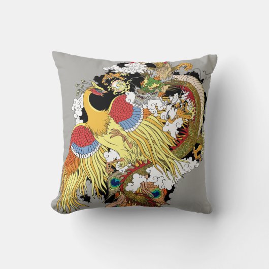 竜中国のと鳳凰 クッション (正面)
