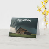 竜巻の中の古い納屋 カード (黄色い花)
