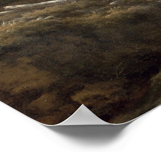 竜巻を持つ山の多い樹木の風景 ポスター (角)