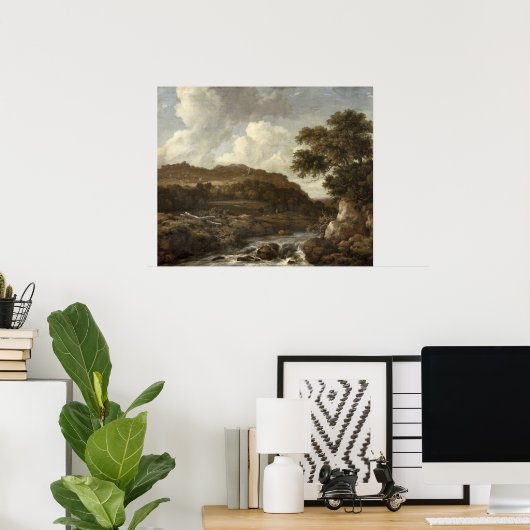 竜巻を持つ山の多い樹木の風景 ポスター (ホームオフィス)