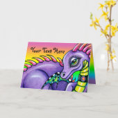 "竜座"のかわいいベビーの虹のドラゴンの挨拶状 カード (黄色い花)