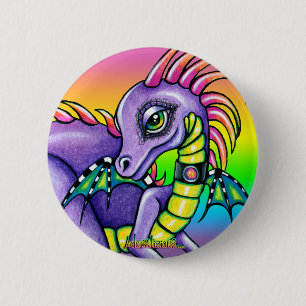 "竜座"のかわいいベビーの虹のドラゴンのPinbackボタン 缶バッジ