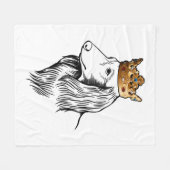 竜毛大俊犬クラウン付き フリースブランケット (正面(横))