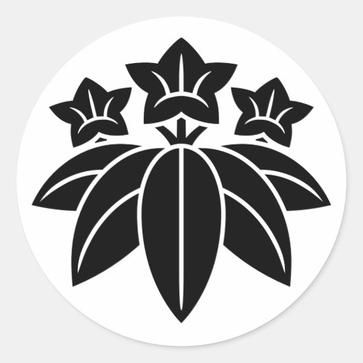 竜胆と竹の家紋 ラウンドシール (正面)