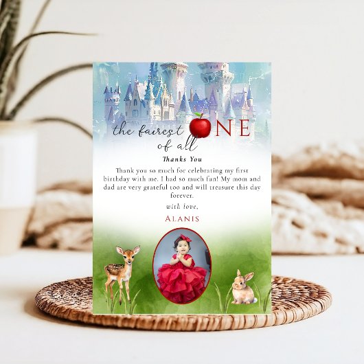 童話のプリンセスフェレストワンバースデーフォト サンキューカード