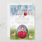 童話のプリンセスフェレストワンバースデーフォト 招待状 (正面)