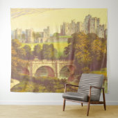 童話の城のヴィンテージイラストレーション背景 タペストリー (インサイチュ(横))