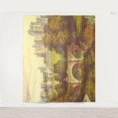 童話の城のヴィンテージイラストレーション背景 タペストリー (正面)