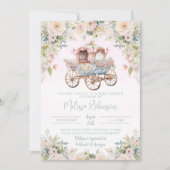 童話プリンセスキャリッジガールウォーター色フローラ 招待状 (正面)