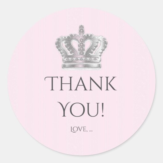 童話ヴィンテージクラウンピンクプリンセスパーティーの好意 ラウンドシール (正面)