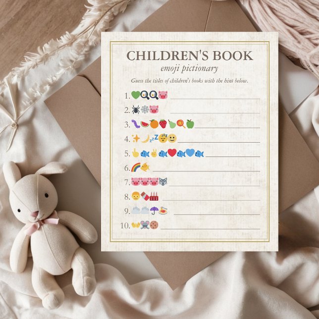 童話絵文字の赤ちゃんシャワーゲーム (Children's Book Emoji Pictionary Storybook Baby Shower Game, Our next chapter, A new chapter begins)